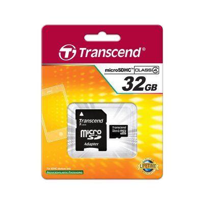 Transcend cartão de memória flash microSDHC classe 4 de 32 GB
