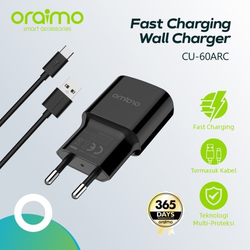 Oraimo Fast Charger With Fast Cable (CU-60ARC) - Type C android cabo qualidade nampula